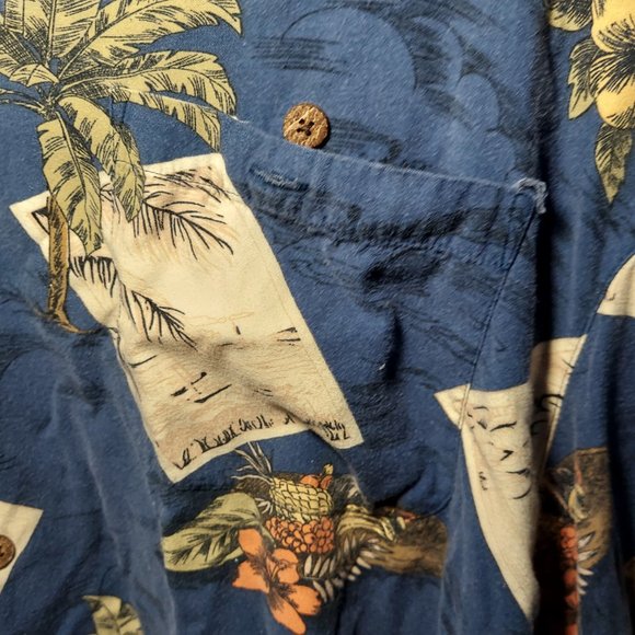 Boca Classics Hawaiian Shirt Mens XLT Short Sleeve Button Up Blue Tropical Print - Picture 4 of 5